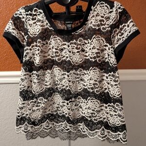 Torrid Black and Cream Lace Blouse